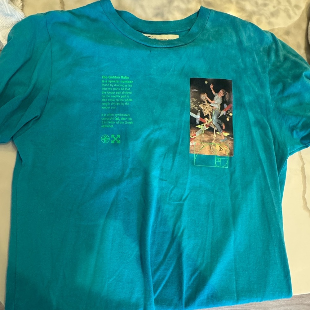 Off-White “Golden Ratio” Graphic Tee by Virgil Abloh – Teal / Turquoise